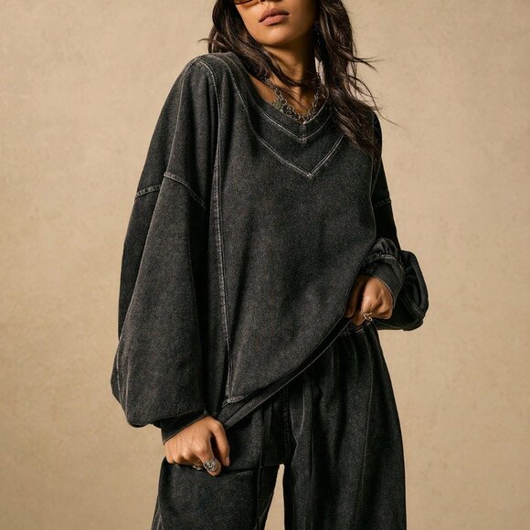 Casual Women's loose Trousers & Sweatshirt Two-Piece set - Picture 5 of 8